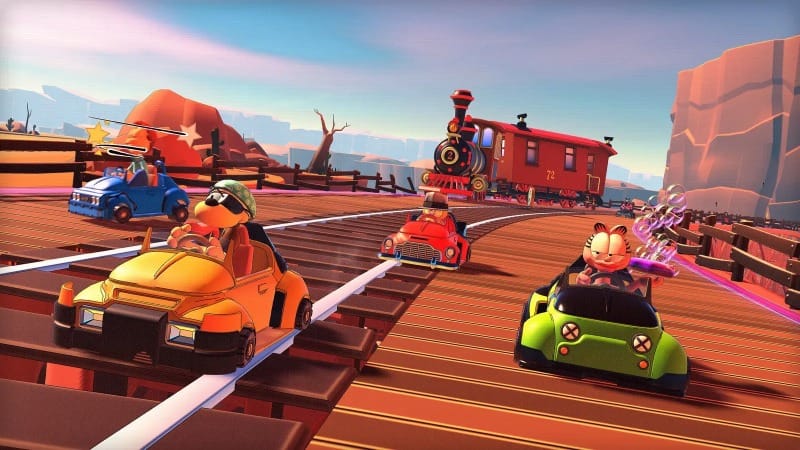 Customized kart with color, spoilers, wheels in Garfield Kart 2