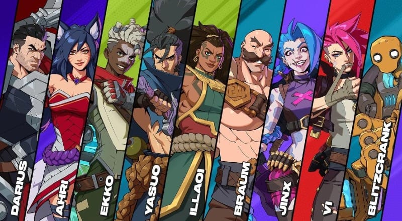 2XKO roster including Vi, Jinx, Ahri, Yasuo, and other confirmed League champions